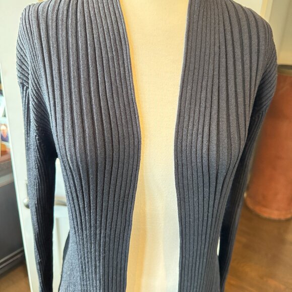 Belldini Black Ribbed Cardigan Long Front - Picture 7 of 8